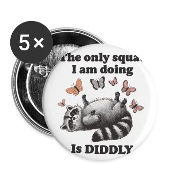 Lustiger Waschbär ohne Motivation - Buttons groß 56 mm (5er Pack) - Weiß - Vorne