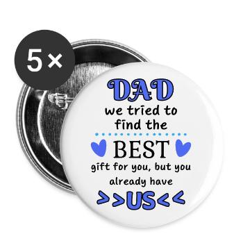 Drôle fête des pères Dire papa Humour papa - Lot de 5 grands badges (56 mm) - blanc - Devant