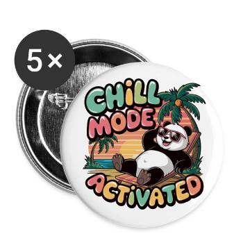 Entspannter Panda mit Sonnenbrille - Buttons groß 56 mm (5er Pack) - Weiß - Vorne