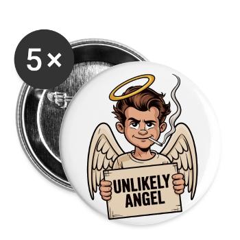 Sarcastic Angel with Saying - Buttons large 2.2''/56 mm (5-pack) - white - Front