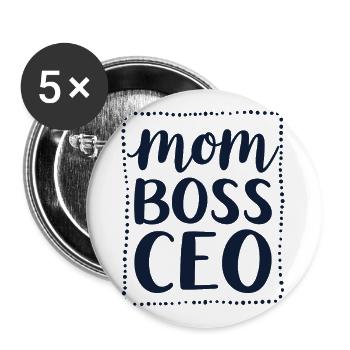 Mom CEO Starke Mama Mindset - Buttons groß 56 mm (5er Pack) - Weiß - Vorne