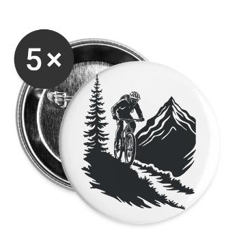 Aventure en VTT dans la nature - Lot de 5 grands badges (56 mm) - blanc - Devant