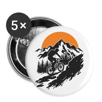 Aventure en VTT dans la nature - Lot de 5 grands badges (56 mm) - blanc - Devant
