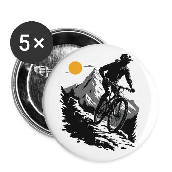 Aventure en VTT dans la nature - Lot de 5 grands badges (56 mm) - blanc - Devant
