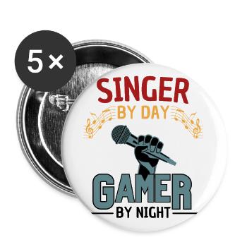 funny singer gamer saying - Buttons large 2.2''/56 mm (5-pack) - white - Front