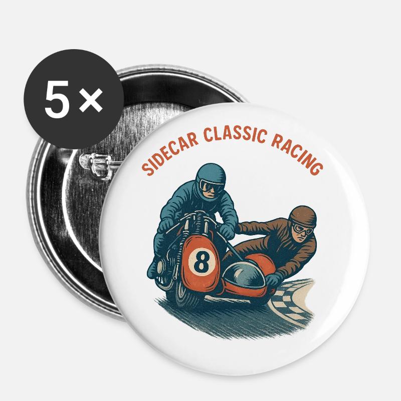 Sidecar Classic Racing - Buttons large 2.2''/56 mm (5-pack) - white