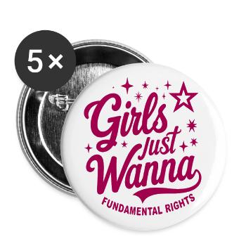Girls Just want to Fundamental Rights - Buttons large 2.2''/56 mm (5-pack) - white - Front