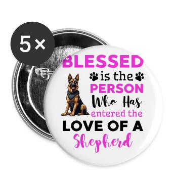 Deutscher Schäferhund Liebe Hundehalter - Buttons groß 56 mm (5er Pack) - Weiß - Vorne