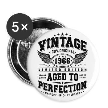Vintage, 1966, Vintage Retro, Cadeau d’anniversaire - Lot de 5 grands badges (56 mm) - blanc - Devant