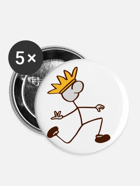 Strichmännchen - Buttons groß 56 mm (5er Pack) - Weiß