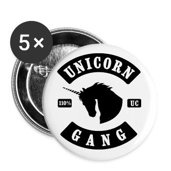 UNICORN GANG 110% UC - Buttons groß 56 mm (5er Pack) - Weiß - Vorne
