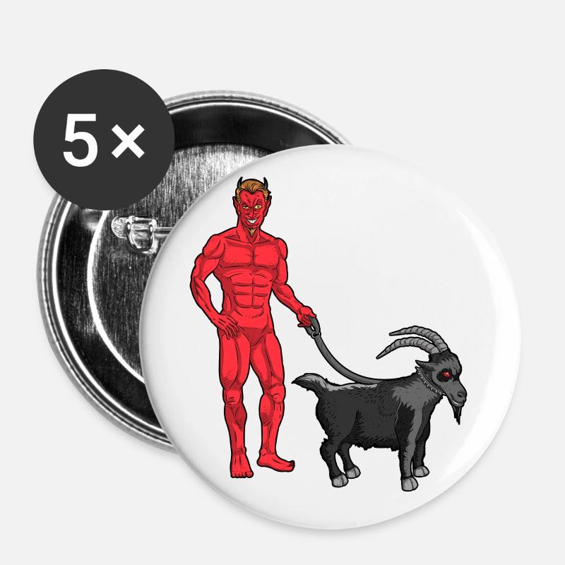 DEVIL WITH GOAT - Black Phillip goes for a ride - Buttons large 2.2''/56 mm (5-pack) - white