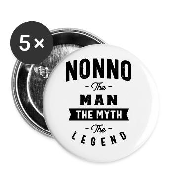 Cadeau de grand-père Nonno The Man Myth Legend pour homme - Lot de 5 grands badges (56 mm) - blanc - Devant
