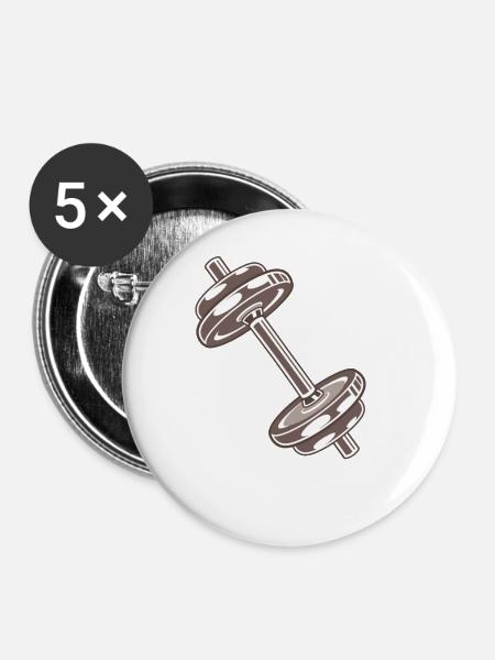 Hantel - Buttons groß 56 mm (5er Pack) - Weiß