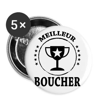 Meilleur Boucher - Lot de 5 grands badges (56 mm) - blanc - Devant