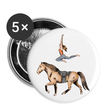 Voltigieren Trickreiten Reiten Pferd Liebe - Buttons groß 56 mm (5er Pack) - Weiß - Vorne