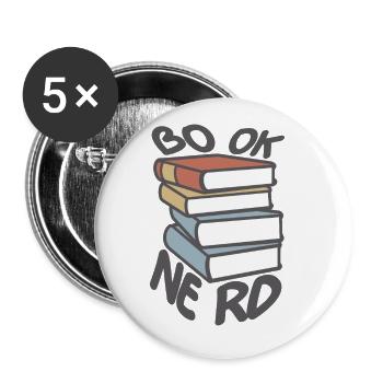 Book Nerd Book Stack - Buttons large 2.2''/56 mm (5-pack) - white - Front