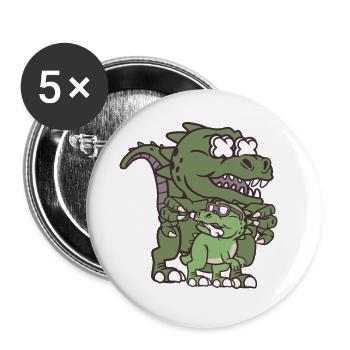Dinosaurier - Buttons groß 56 mm (5er Pack) - Weiß - Vorne