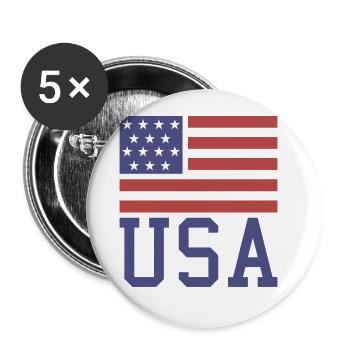 Drapeau américain - Lot de 5 grands badges (56 mm) - blanc - Devant