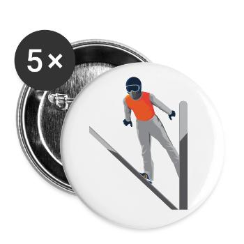 Skispringer - Buttons groß 56 mm (5er Pack) - Weiß - Vorne
