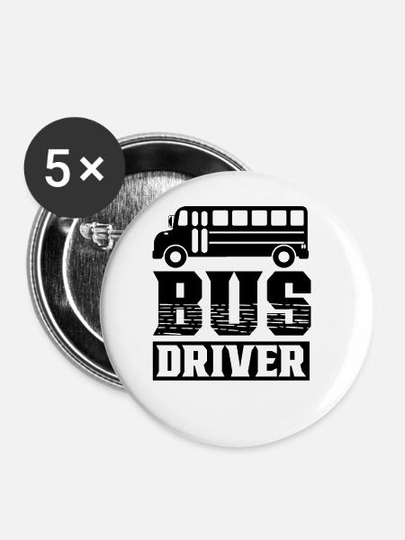 Busfahrer Beruf Buslenker Bus - Buttons groß 56 mm (5er Pack) - Weiß