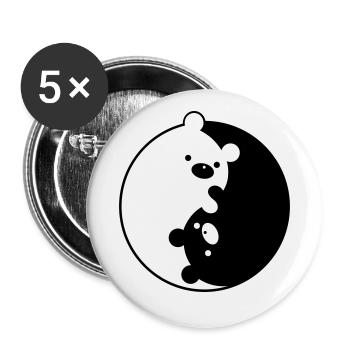 Yin Yang Bears - Buttons large 2.2''/56 mm (5-pack) - white - Front