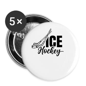 Eishockey Team Eishockeyspieler Puck - Buttons groß 56 mm (5er Pack) - Weiß - Vorne
