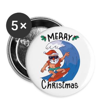 Weihnachten im Juli - Buttons groß 56 mm (5er Pack) - Weiß - Vorne