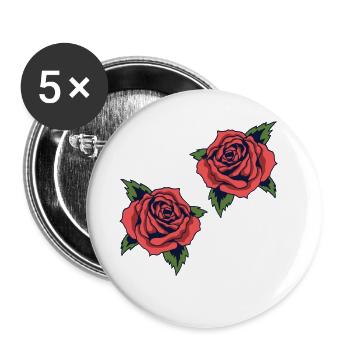 Roses - Lot de 5 grands badges (56 mm) - blanc - Devant