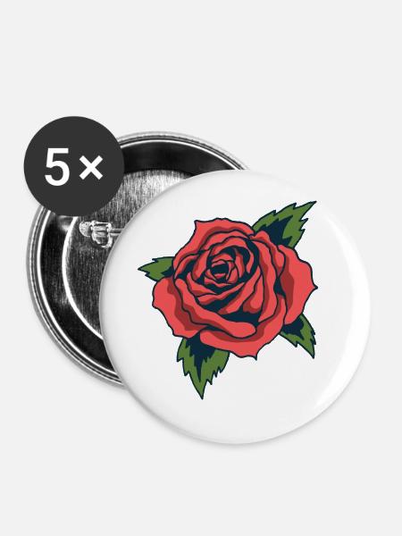 Rose - Buttons groß 56 mm (5er Pack) - Weiß