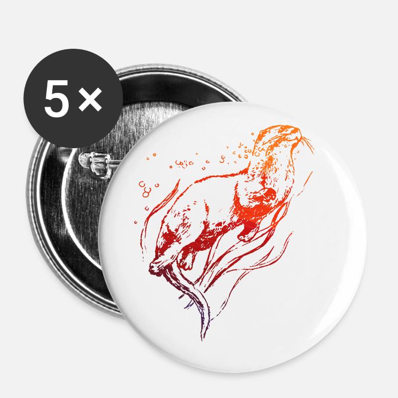 Otter - Buttons groß 56 mm (5er Pack) - Weiß