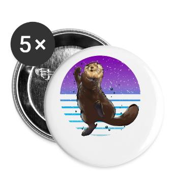 Otter Retro - Buttons groß 56 mm (5er Pack) - Weiß - Vorne