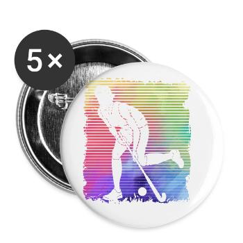 Hockey sur gazon - Lot de 5 grands badges (56 mm) - blanc - Devant