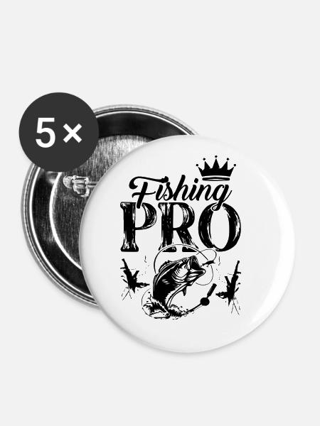 Fishing Pro - Buttons groß 56 mm (5er Pack) - Weiß