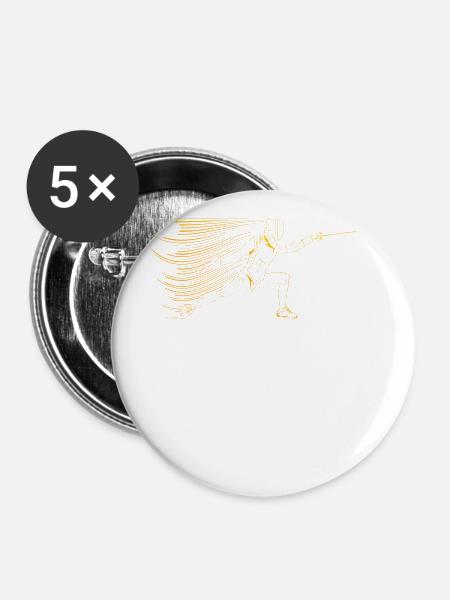Fechten - Buttons groß 56 mm (5er Pack) - Weiß