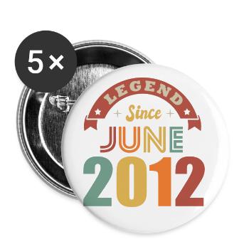 Anniversary 10 years legend born in June 2012 - Buttons large 2.2''/56 mm (5-pack) - white - Front
