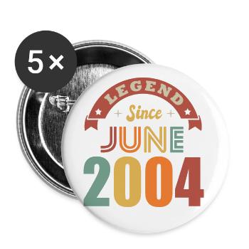 Birthday 18 years legend born in June 2004 - Buttons large 2.2''/56 mm (5-pack) - white - Front