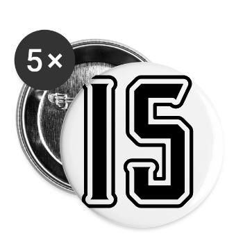 Symbole de 15 chiffres - Lot de 5 grands badges (56 mm) - blanc - Devant