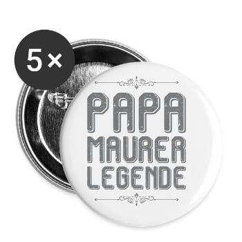 Papa Maurer Legende Lustiger Spruch - Buttons groß 56 mm (5er Pack) - Weiß - Vorne
