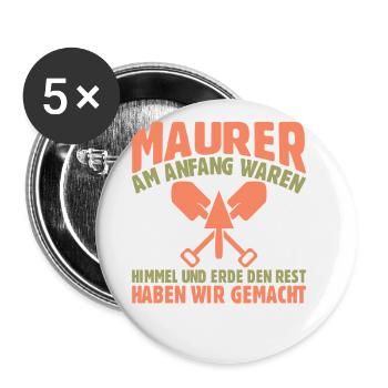 Maurer Lustige Sprüche - Buttons groß 56 mm (5er Pack) - Weiß - Vorne