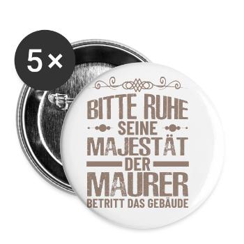 Maurer Lustige Sprüche - Buttons groß 56 mm (5er Pack) - Weiß - Vorne