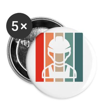 Bauarbeiter Retro - Buttons groß 56 mm (5er Pack) - Weiß - Vorne