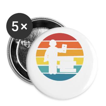 Maurer Retro - Buttons groß 56 mm (5er Pack) - Weiß - Vorne