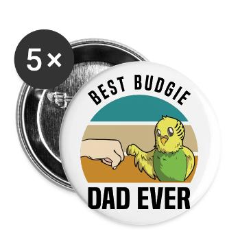 Perruche ondulée - Lot de 5 grands badges (56 mm) - blanc - Devant