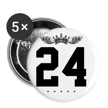 24 Zahl Krone - Buttons groß 56 mm (5er Pack) - Weiß - Vorne