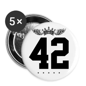 42 Couronne numérique - Lot de 5 grands badges (56 mm) - blanc - Devant