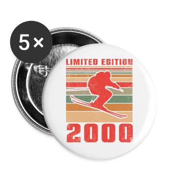 Ski Skifahrer Langlaufski Geburtstag 2000 - Buttons groß 56 mm (5er Pack) - Weiß - Vorne