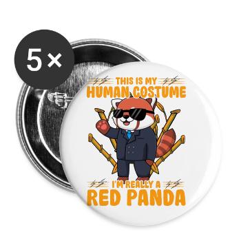 C’est mon costume humain Je suis vraiment un panda roux - Lot de 5 grands badges (56 mm) - blanc - Devant