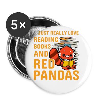 J’adore lire des livres et des pandas roux - Lot de 5 grands badges (56 mm) - blanc - Devant