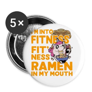 I'm into Fitness fit ness ramen in my mouth - Buttons groß 56 mm (5er Pack) - Weiß - Vorne